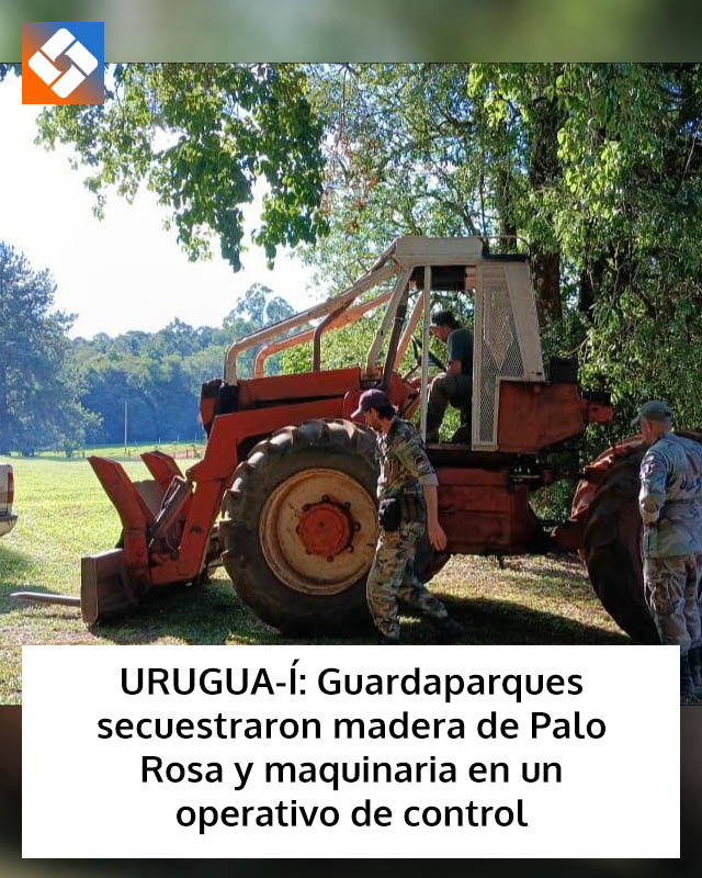 URUGUA-Í: Guardaparques secuestraron madera de Palo Rosa y maquinaria en un operativo de control