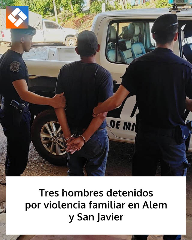 Tres hombres detenidos por violencia familiar en Alem y San Javier