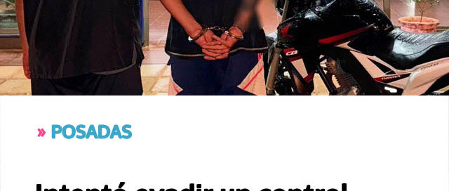 Intentó evadir un control con una moto robada y fue detenido