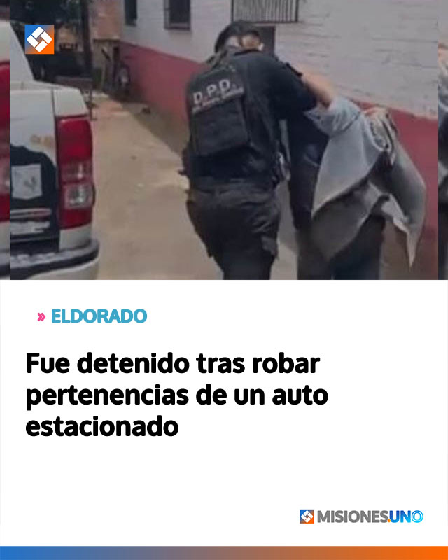 Fue detenido tras robar pertenencias de un auto estacionado