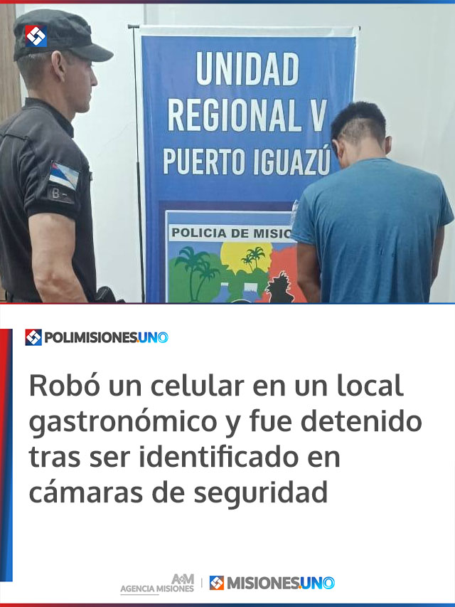 Robó un celular en un local gastronómico y fue detenido tras ser identificado en cámaras de segurida