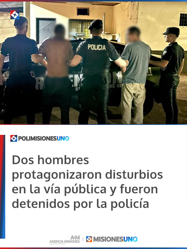 Dos hombres protagonizaron disturbios en la vía pública y fueron detenidos por la policía