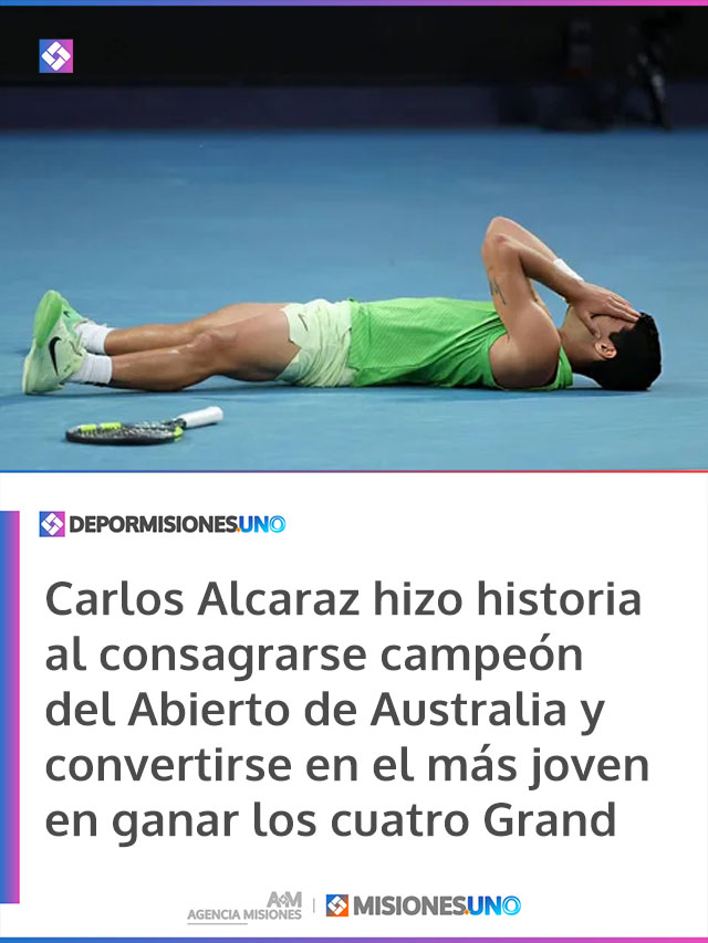 Carlos Alcaraz hizo historia al consagrarse campeón del Abierto de Australia y convertirse en el más joven en ganar los cuatro Grand Slams