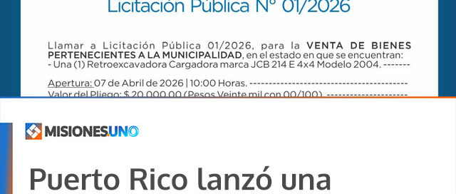 Puerto Rico lanzó una licitación pública para la venta de una retroexcavadora municipal